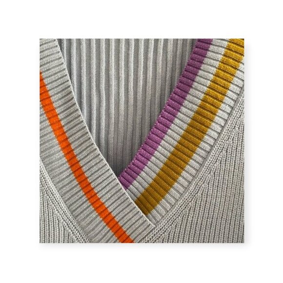 Anthropologie Daily Practice Ribbed Cozy Warm Grey Stripe Sweaterdress S NWT - Picture 14 of 16